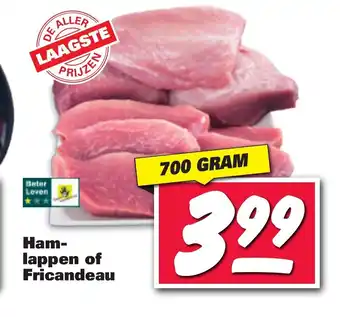 Nettorama Ham-lappen of Fricandeau 700 gram aanbieding