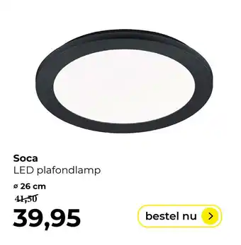 Lampidee Soca - plafondlamp d:26cm zwart 1350lm 3000k IP44 aanbieding