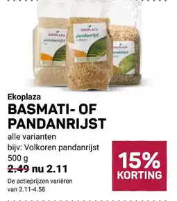 Ekoplaza Ekoplaza basmati- of pandanrijst aanbieding