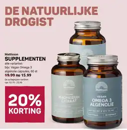 Ekoplaza Mattisson Vegan Omega 3 Algenolie aanbieding