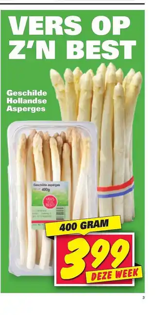 Nettorama Geschilde hollandse asperges 400 gram aanbieding