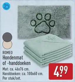 ALDI ROMEO Hondenmat of -handdoeken aanbieding