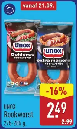 ALDI Unox Rookworst aanbieding