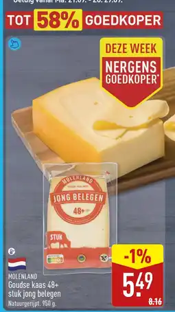 ALDI Molenland Goudse kaas 48+ stuk jong belegen aanbieding