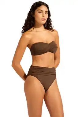 Wehkamp Seafolly Collective high waist bikinibroekje donkerbruin aanbieding