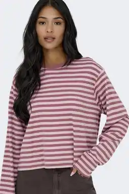 Wehkamp ONLY gestreepte top roze aanbieding