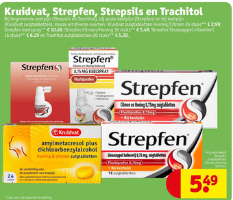 Kruidvat Kruidvat, Strepfen, Strepsils en Trachitol aanbieding