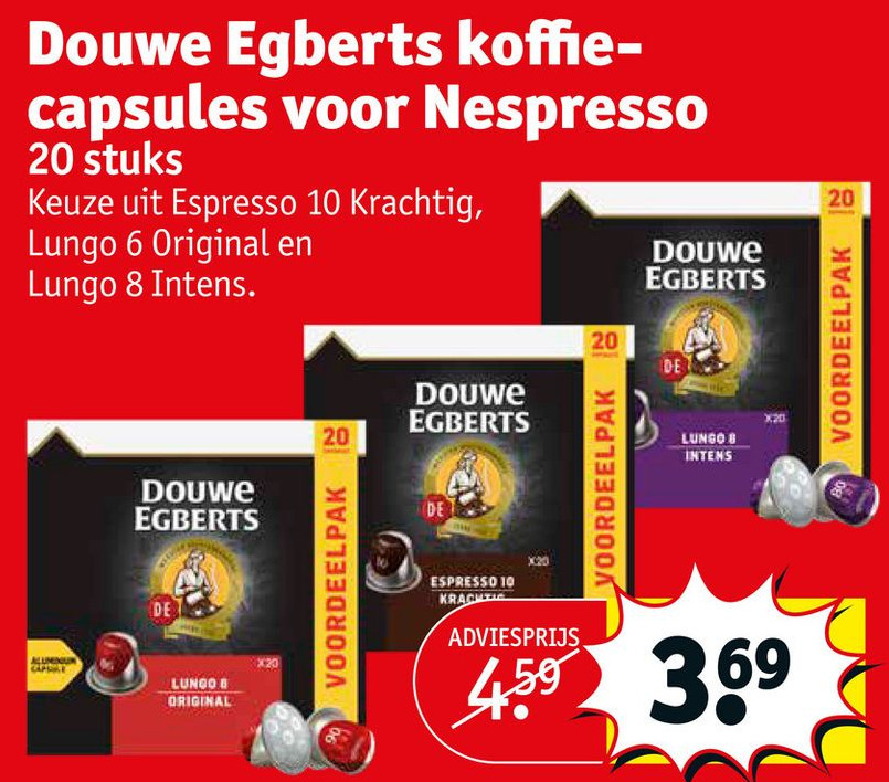 Douwe Egberts koffie capsules voor Nespresso aanbieding bij Kruidvat