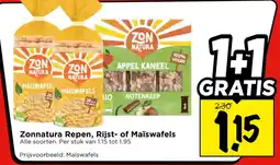 Vomar Voordeelmarkt Zonnatura Repen, Rijst- of Maïswafels aanbieding