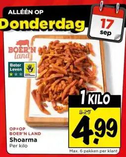 Vomar Voordeelmarkt Boer'n Land Shoarma aanbieding