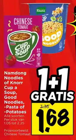 Vomar Voordeelmarkt Alle Namdong Noodles of Knorr Cup a Soup, Good Noodles, -Pasta of -Potatoes aanbieding