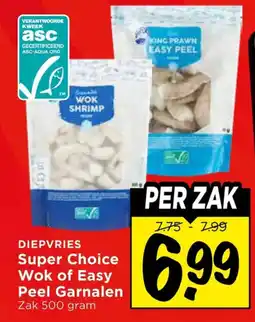 Vomar Voordeelmarkt Super Choice Wok of Easy Peel Garnalen aanbieding