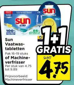 Vomar Voordeelmarkt Sun Vaatwas-tabletten of Machine-verfrisser aanbieding