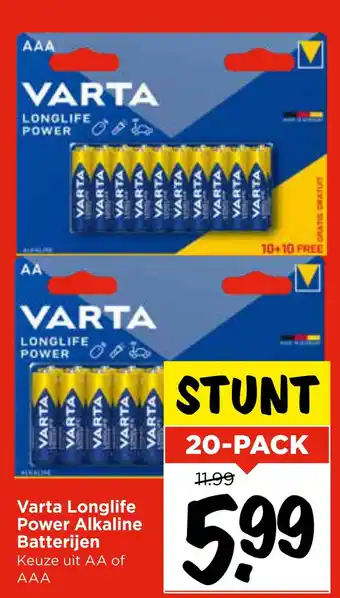 Vomar Voordeelmarkt Varta Longlife Power Alkaline Batterijen aanbieding