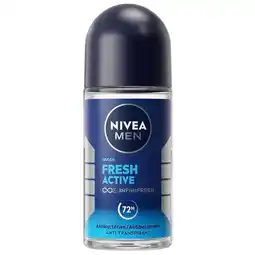 Trekpleister NIVEA Men Fresh Active Antitranspirant Roller aanbieding