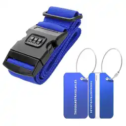 ANWB Thousandtravelmiles Kofferriem + 2 Bagagelabel 3-delig Blauw Blauw aanbieding