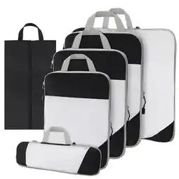 ANWB Thousandtravelmiles Packing cubes compressie set 6-delig Zwart Zwart aanbieding