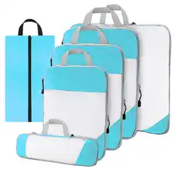ANWB Thousandtravelmiles Packing cubes compressie set 6-delig Li Blauw Blauw aanbieding