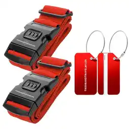 ANWB Thousandtravelmiles Kofferset 4-delig kofferriem + bagagelabels Rood Rood aanbieding