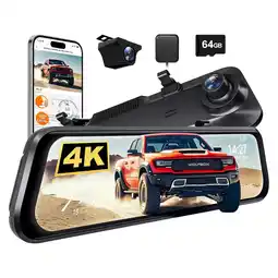 ANWB Wolfbox G850 Pro 4K Wifi GPS 64gb Mirror dashcam Zwart aanbieding