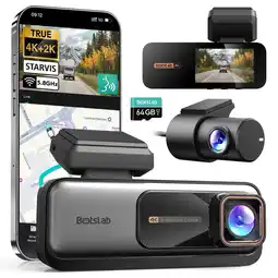 ANWB Botslab G980H Pro 2CH 4K Wifi GPS 2CH 64gb dashcam Zwart aanbieding