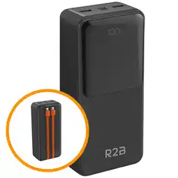 ANWB R2B Powerbank 30000 mAh met Ingebouwde Kabels Zwart aanbieding