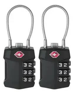 ANWB Thousandtravelmiles TSA slot met staalkabel voor bagage 2 stuks Zwart aanbieding