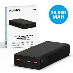 ANWB Flinq Powerbank 20.000 mAh Zwart Zwart aanbieding