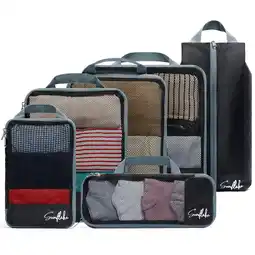 ANWB Sunflake Compression Packing Cubes 6 Delig Zwart aanbieding
