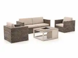 Kees Smit + 10% kassakorting | ROUGH-C/Cosiraw stoel-bank loungeset met vuurtafel 4-delig aanbieding
