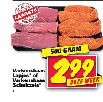 Nettorama Varkenshaas lapjes Of varkenshaas schnitzels 500 gram aanbieding