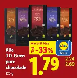 Lidl Alle J.D. Gross pure chocolade aanbieding