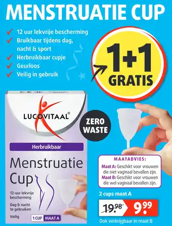 Lucovitaal Menstruatie cup aanbieding