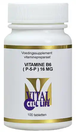 De Online Drogist Vital Cell Life Vitamine B6 (P-5-P) 16mg Tabletten 100TB aanbieding