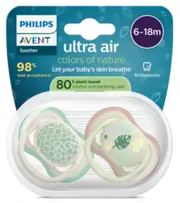 De Online Drogist Avent Ultra Air Fopspeen Leaves 6-18M 2ST aanbieding