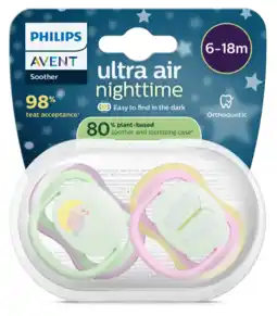 De Online Drogist Avent Ultra Air Fopspeen Nacht Vogel 6-18M 2ST aanbieding