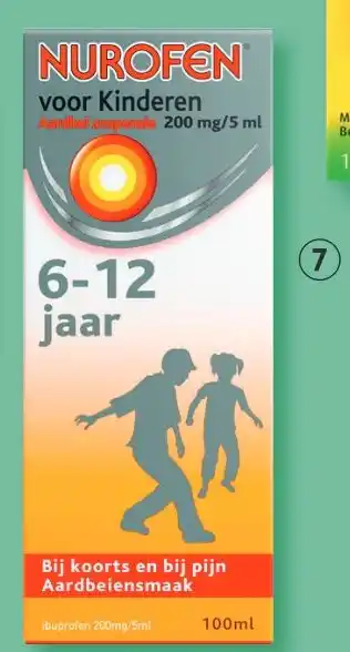 Etos Nurofen Kinderen Suikervrij Aardbeiensmaak bij koorts en pijn aanbieding