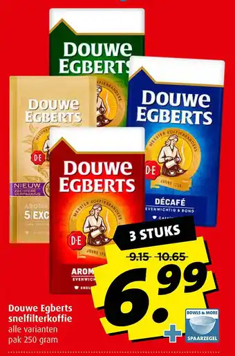 Boni Douwe egberts snelfilterkoffie 250 gram aanbieding