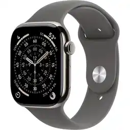MediaMarkt Apple Watch Series 11gps + Cellular - 42mmtitanium Case Stone Grey Sport Band M/l Smartwatch Natural aanbieding