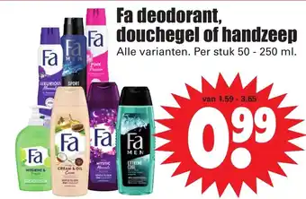 Dirk Fa deodorant, douchegel of handzeep 50-250ml aanbieding