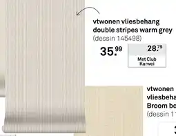 Karwei Vtwonen vliesbehang double stripes warm grey aanbieding
