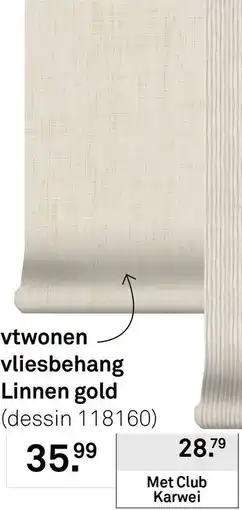 Karwei Vtwonen vliesbehang Linnen gold aanbieding