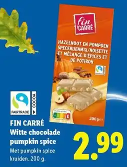 Lidl Fin Carré Witte chocolade pumpkin spice aanbieding