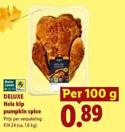 Lidl Deluxe hele kip pumpkin spice aanbieding