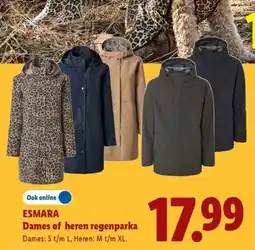 Lidl Esmara Dames of Heren Regenparka aanbieding