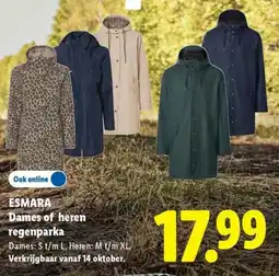 Lidl Esmara Dames of Heren Regenparka aanbieding