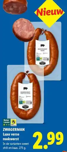Lidl Zwagerman Luxe verse rookworst aanbieding