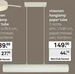 Karwei Vtwonen Hanglamp Paper Tube aanbieding