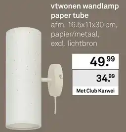 Karwei Vtwonen Wandlamp Paper Tube aanbieding