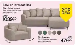 Leen Bakker Bank en loveseat Elsa aanbieding